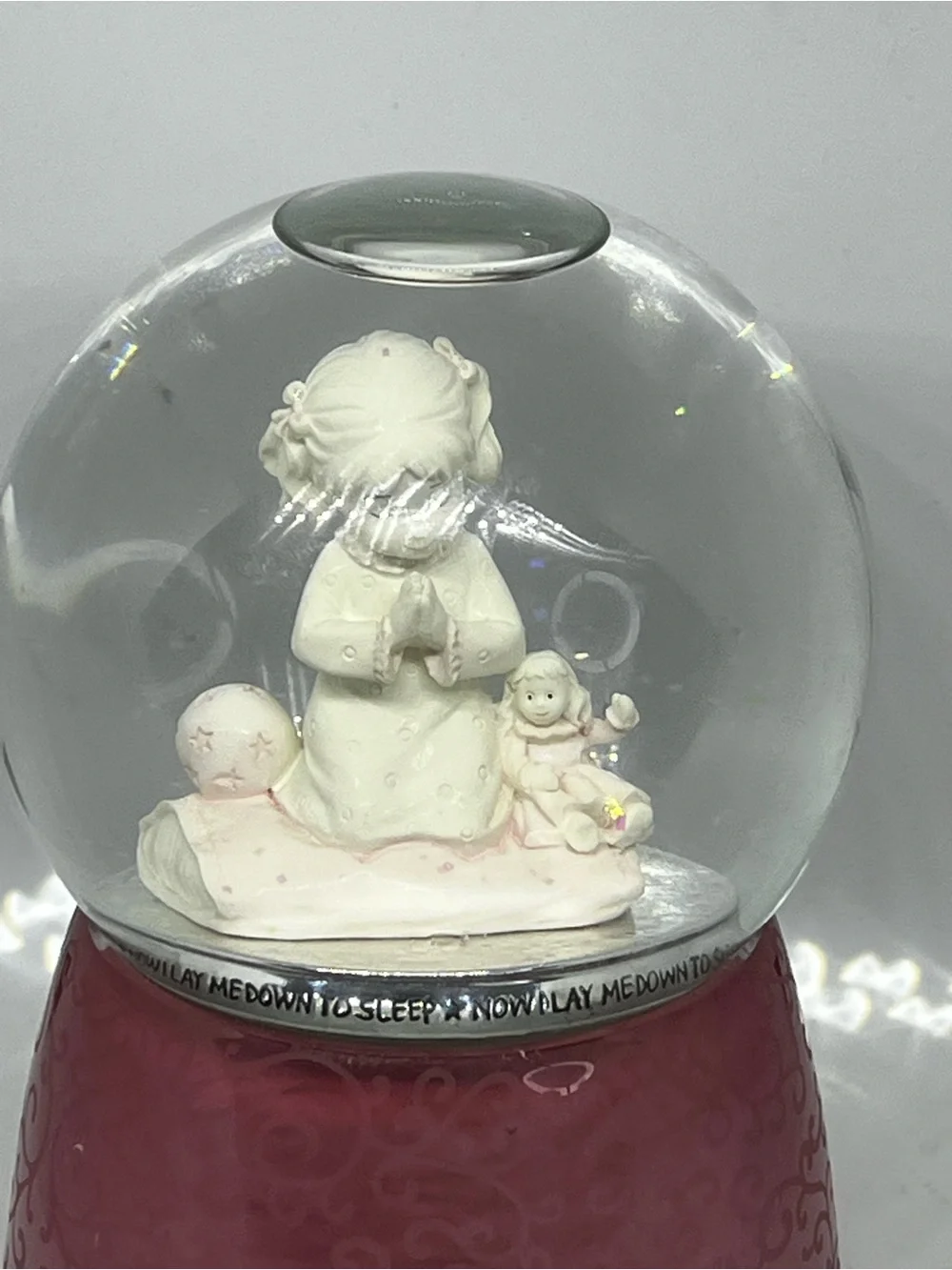 Prayer Girl Snow Globe Figurine Playing ‘The Lord is my Shepherd’